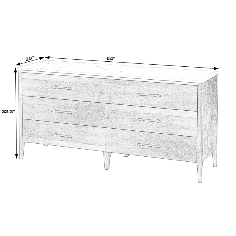 Butler Specialty Company Mayfair 6 Drawer Wood And Marble Dresser - Light Beige
