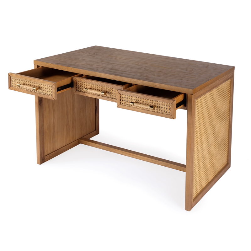 Butler Specialty Company Mesa Cane And Wood 3-Drawer Writing Desk - Brown