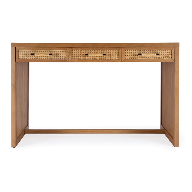 Butler Specialty Company Mesa Cane And Wood 3-Drawer Writing Desk - Brown