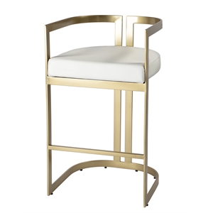 Butler Specialty Company Clarence Faux Leather 35&quot Barstool - White / Gold