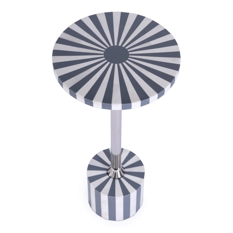 Butler Specialty Zane Stainless Steel & Bone Inlay Round Side Table - Gray