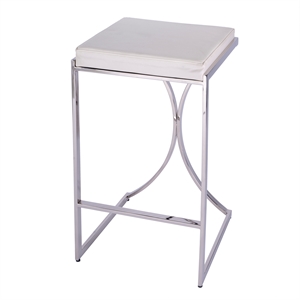 Butler Specialty Company Natalya 31&quot Faux Leather Bar Stool - White/Silver