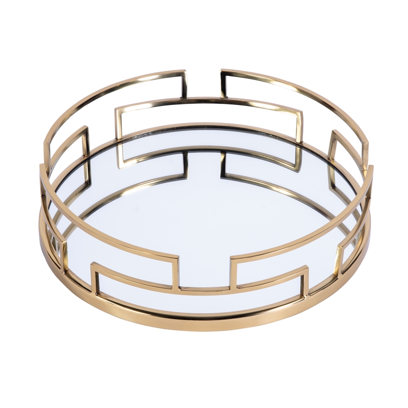 Butler Specialty Company Cecil  Mirrored Round Serving Tray - Polished Gold