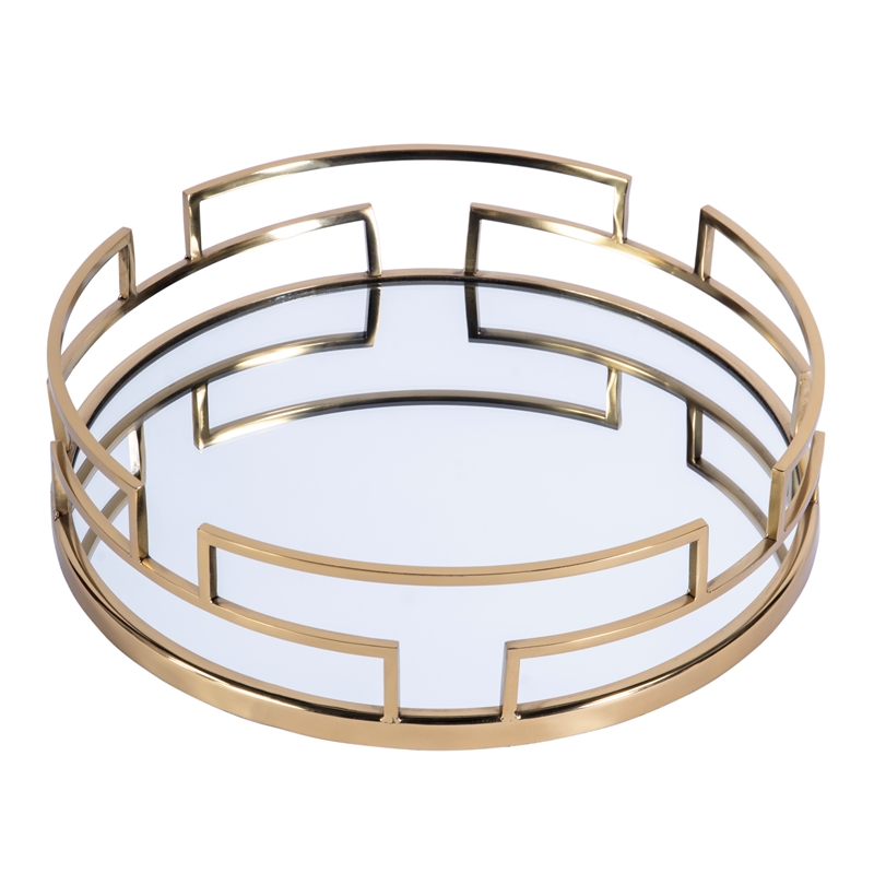 Butler Specialty Company Cecil  Mirrored Round Serving Tray - Polished Gold