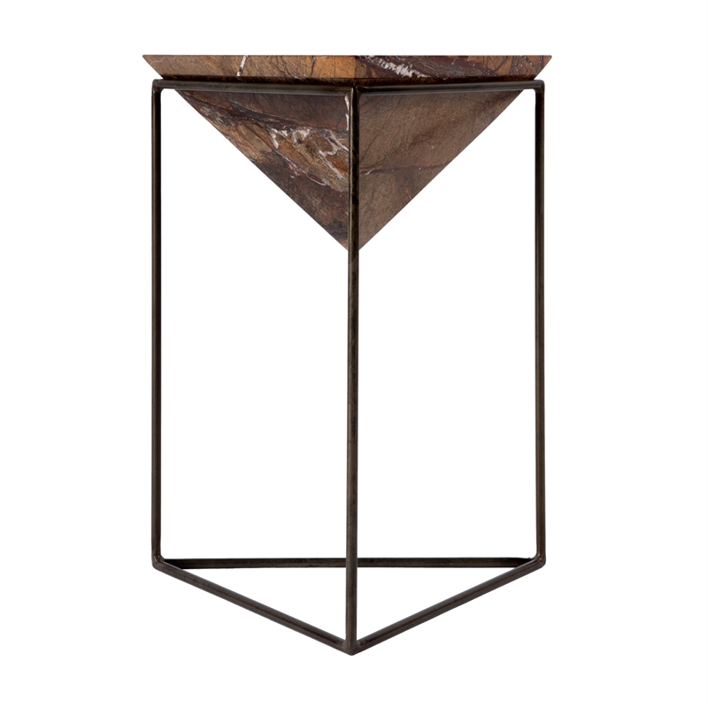 Butler Specialty Company Addis Triangular Marble and Iron Side Table - Brown