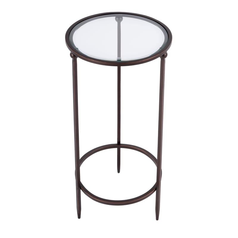 Butler Specialty Company Lola Round Glass and Metal Side Table - Black