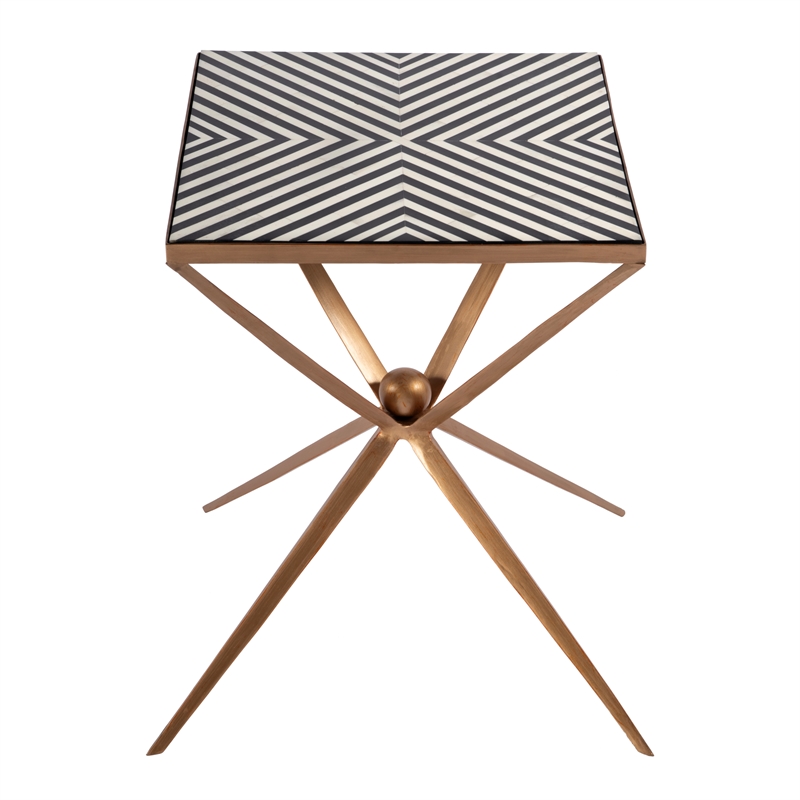 Butler Specialty Company Issa Square Bone In-Lay & Metal Side Table - Black Gold