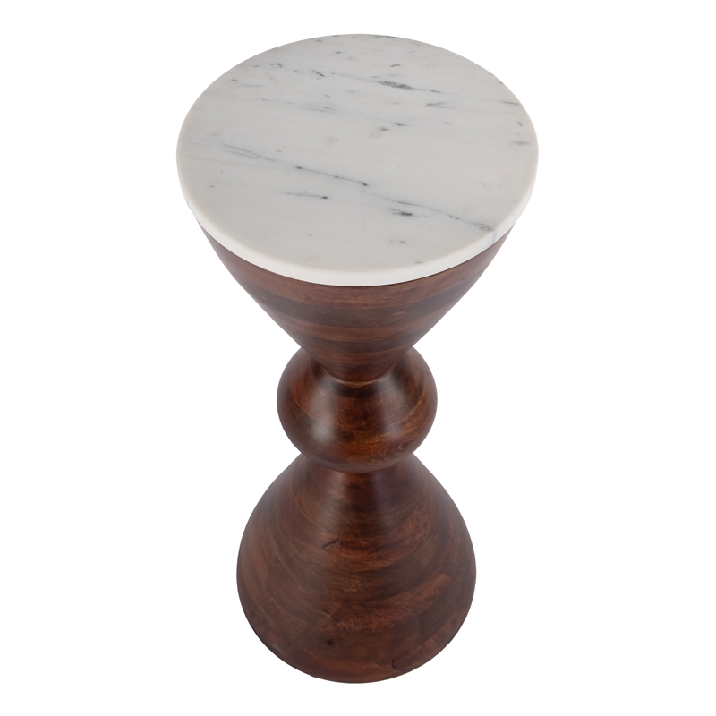 Butler Specialty Company Amra Round Marble and Wood Side Table - Brown