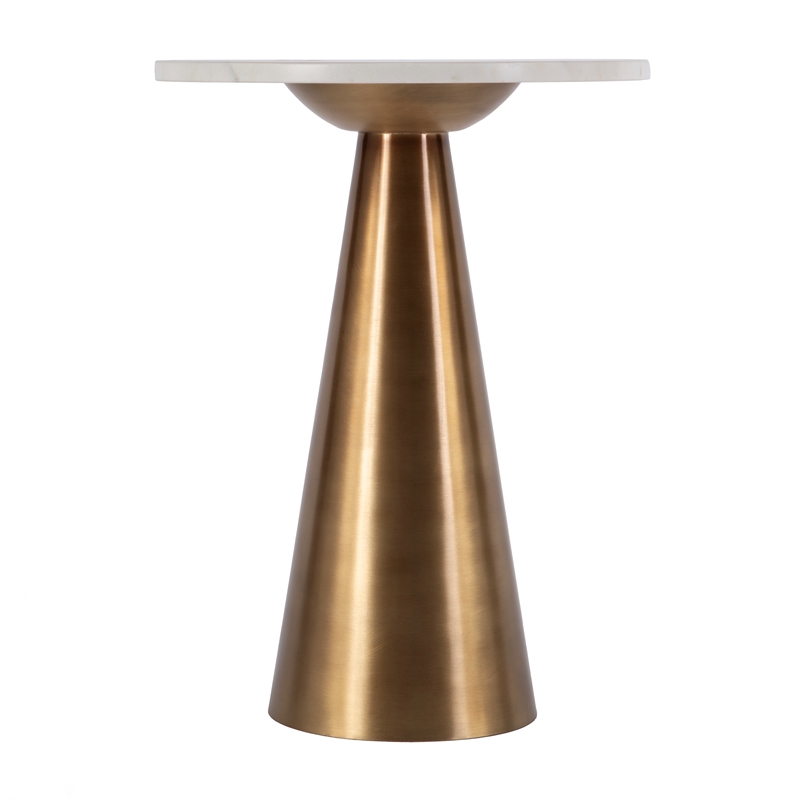 Butler Specialty Company Hallie Round Marble and Metal Side Table - Antique Gold
