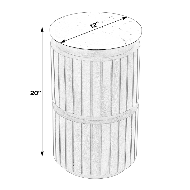 Butler Specialty Company Newton Marble and Wood Side Table - White/Light Beige