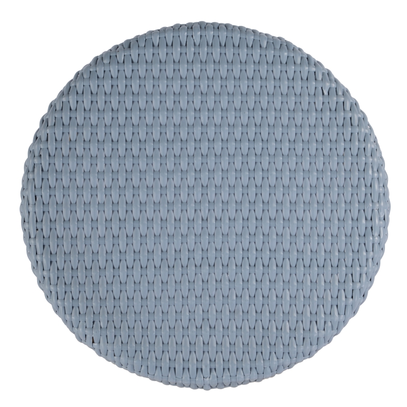 Butler Specialty Tobias Outdoor Rattan Metal Counter Stool - Baby Blue/ Natural
