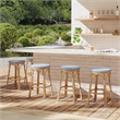Butler Specialty Tobias Outdoor Rattan Metal Counter Stool - Baby Blue/ Natural