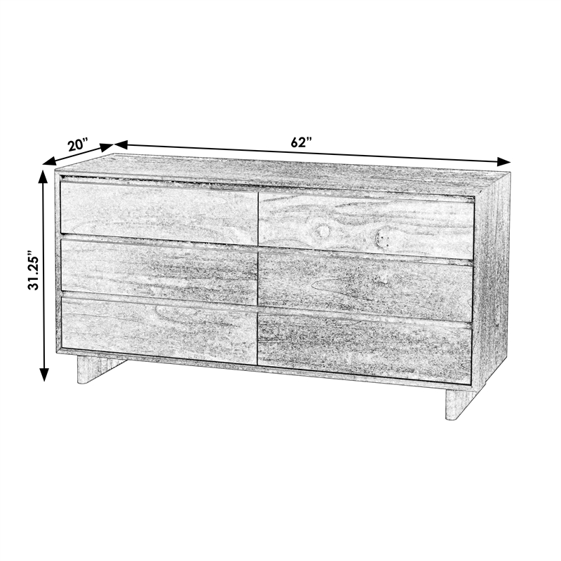 Butler Specialty Company Halmstad Wood Panel 6 Drawer Dresser - Blonde Oak
