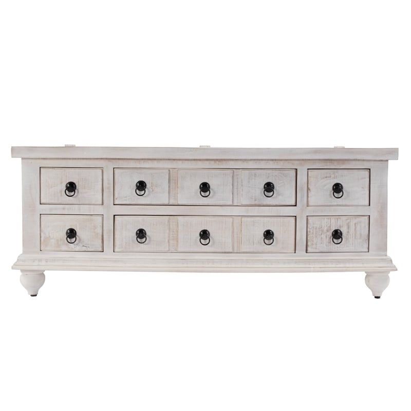 Butler Specialty Company Chipping  Wood 6 Drawer Trunk Coffee Table - White