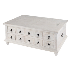 Butler Specialty Company Chipping  Wood 6 Drawer Trunk Coffee Table - White