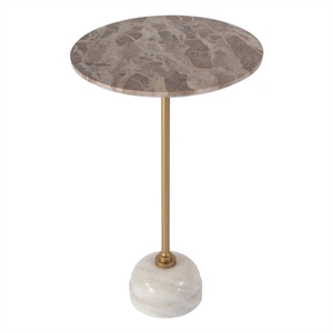 Butler Specialty Company Zion 16&quot Round Marble and Iron Side Table - Beige/White