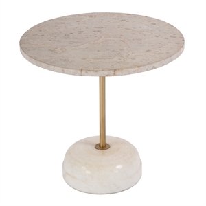 Butler Specialty Lucia 19&quot Round Genuine Marble Iron Pedestal Side Table - White