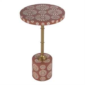 Butler Specialty Company Bethel 14&quot Round Bone Inlay Iron Side Table - Rose/Gold