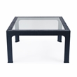 Butler Specialty Company Chatham Glass And Raffia Square Coffee Table - Navy