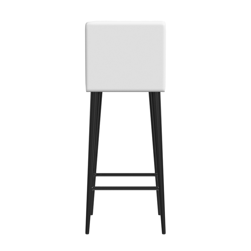 Maxwell 32.5 in. Seat Height Leather and Iron Bar Stool - White