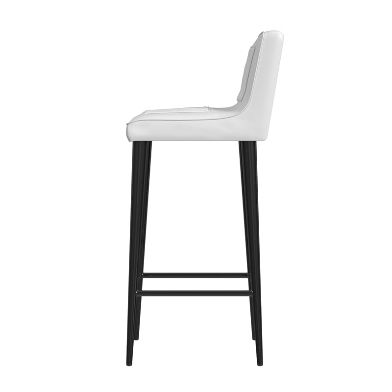 Maxwell 32.5 in. Seat Height Leather and Iron Bar Stool - White