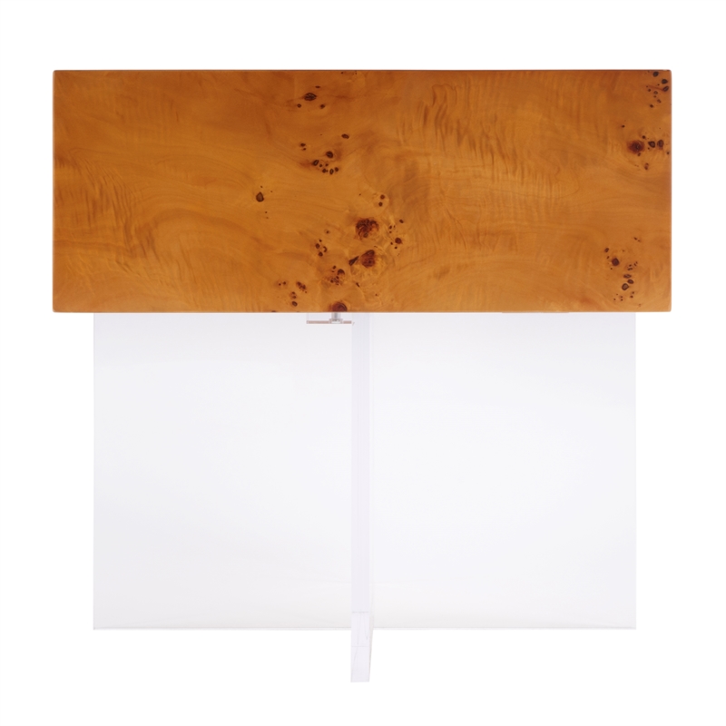 Corsica 20 in. W Square Wood and Acrylic Side Table - Brown/Clear