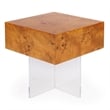 Corsica 20 in. W Square Wood and Acrylic Side Table - Brown/Clear