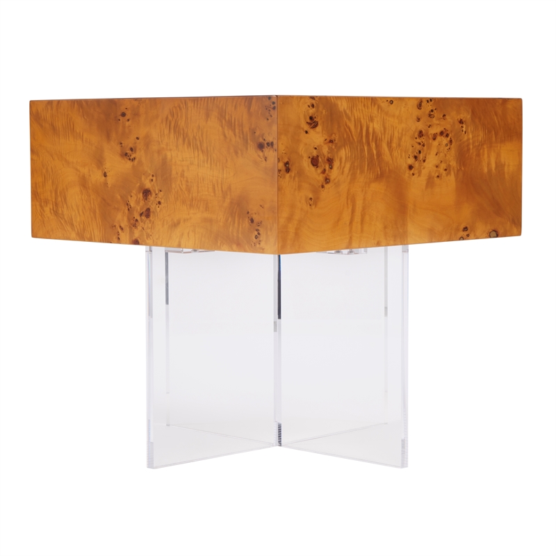 Corsica 20 in. W Square Wood and Acrylic Side Table - Brown/Clear