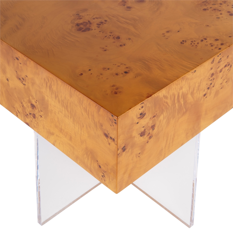 Corsica 20 in. W Square Wood and Acrylic Side Table - Brown/Clear