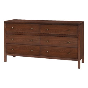 butler specialty company nora 60 in w. wood 6 drawer dresser - walnut brown