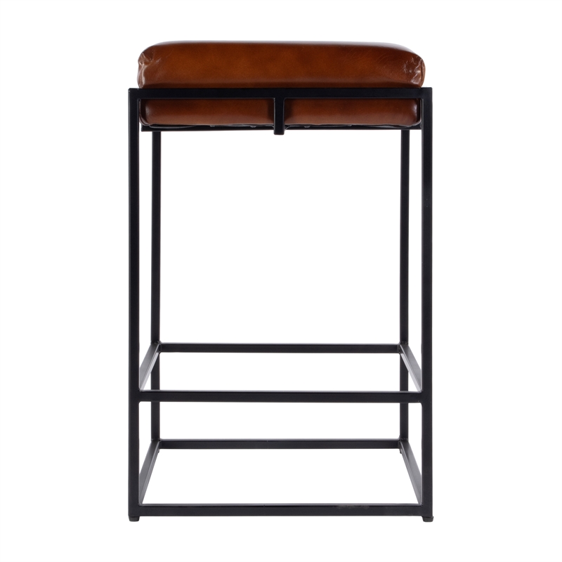 Butler Specialty Company Eldridge 26 in Seat Height Leather Counter Stool -Brown