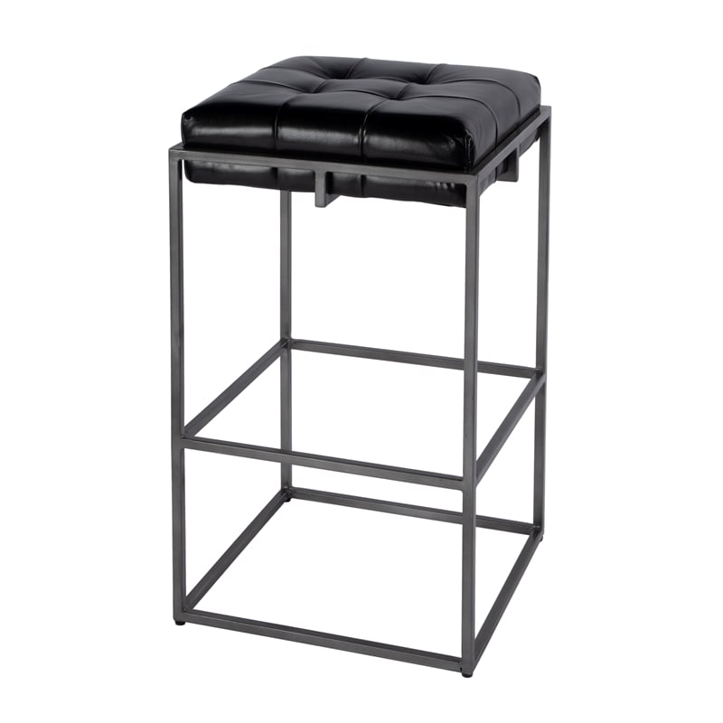 Butler Specialty Company Dudley 31 in. Seat Height Leather Bar Stool in Black