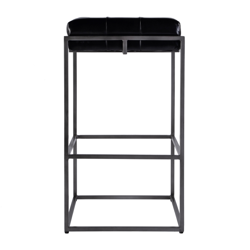 Butler Specialty Company Dudley 31 in. Seat Height Leather Bar Stool in Black