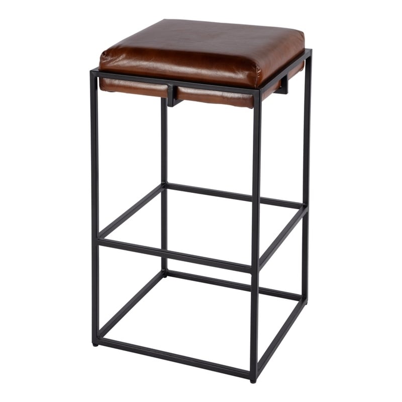 Butler Specialty Company Eldridge 31 in. Seat Height Leather Bar Stool in Brown