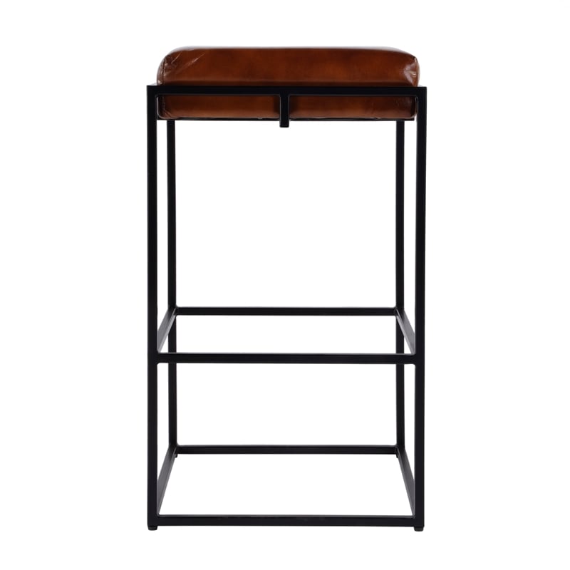 Butler Specialty Company Eldridge 31 in. Seat Height Leather Bar Stool in Brown