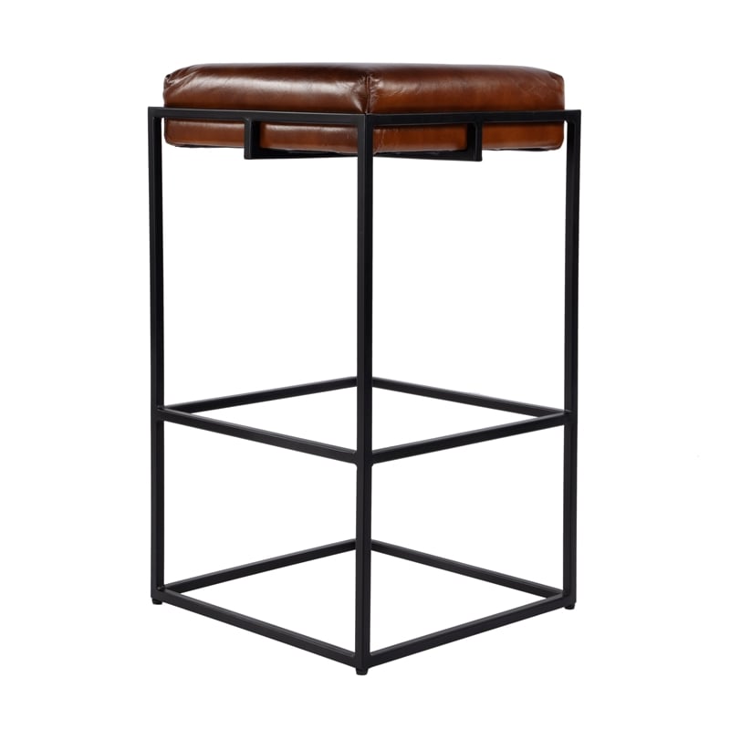 Butler Specialty Company Eldridge 31 in. Seat Height Leather Bar Stool in Brown