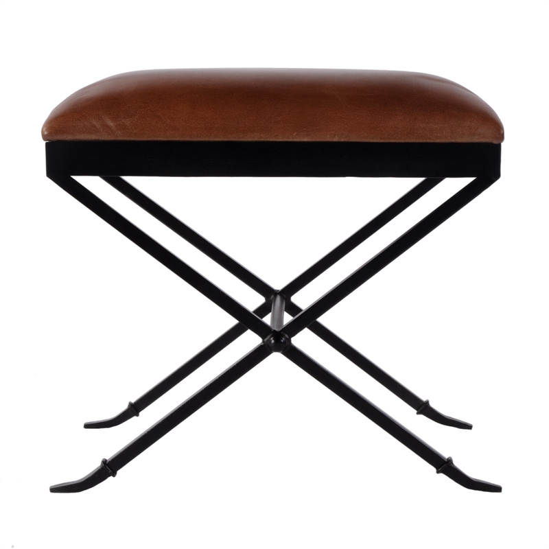 Butler Specialty Company Livingston 20 in. W Leather Accent Stool in Brown