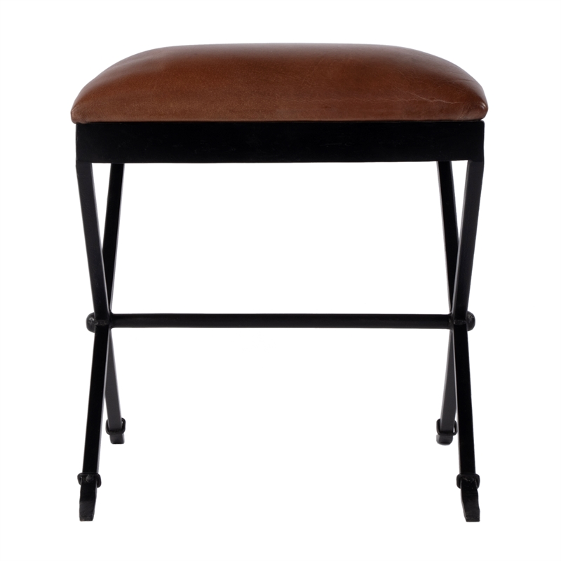 Butler Specialty Company Livingston 20 in. W Leather Accent Stool in Brown