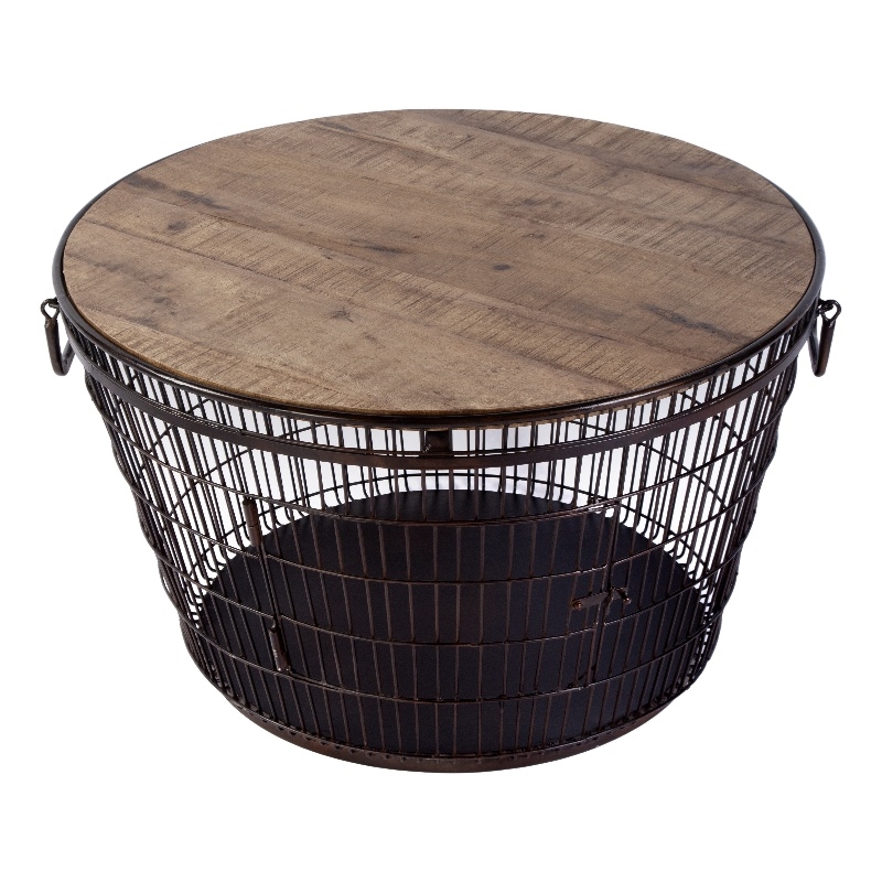 Butler Specialty Company Fulton 28 in. W Round Iron and Wood Coffee Table-Brown