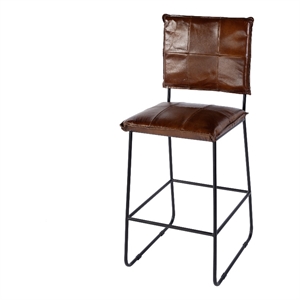 Butler Specialty Company Niles Leather and Iron Bar Stool-Brown