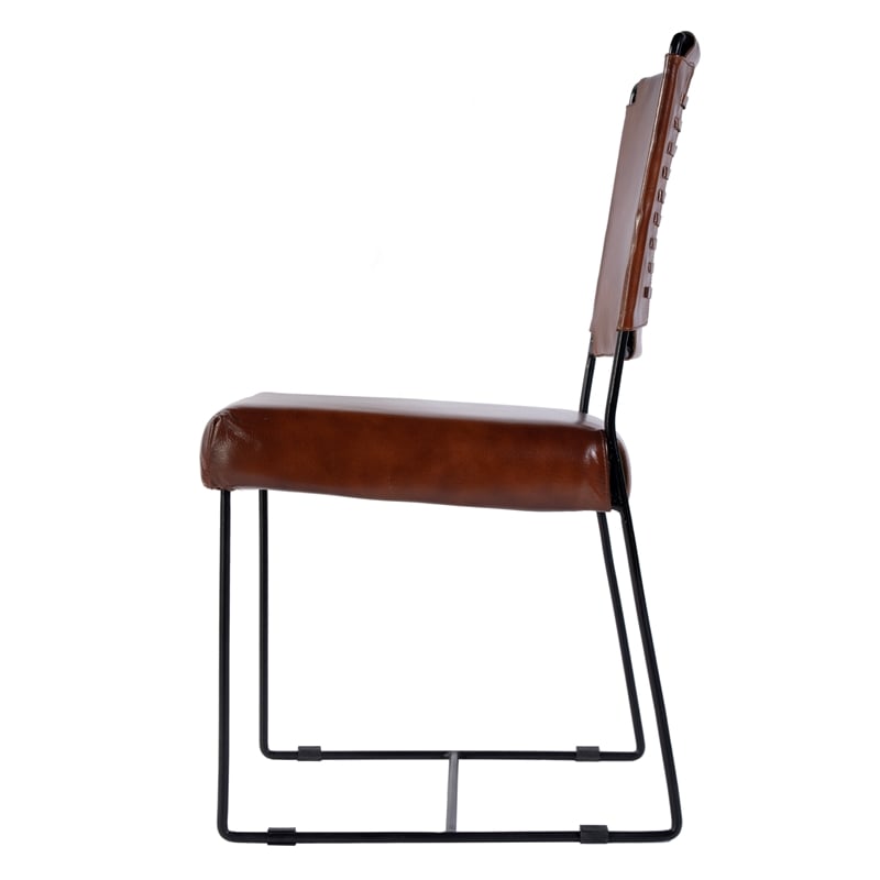 Butler Specialty Company Nevin 19 in. Seat Height Leather Side Chair-Brown