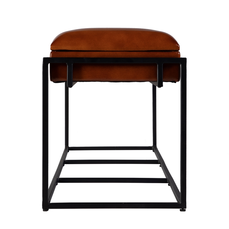 Butler Specialty Company Kane 62 in. W Leather and Iron Accent Bench - Brown