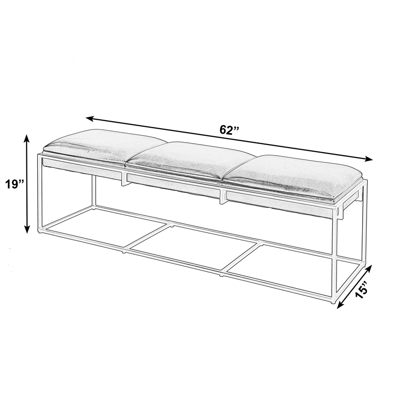 Butler Specialty Company Kane 62 in. W Leather and Iron Accent Bench - Brown