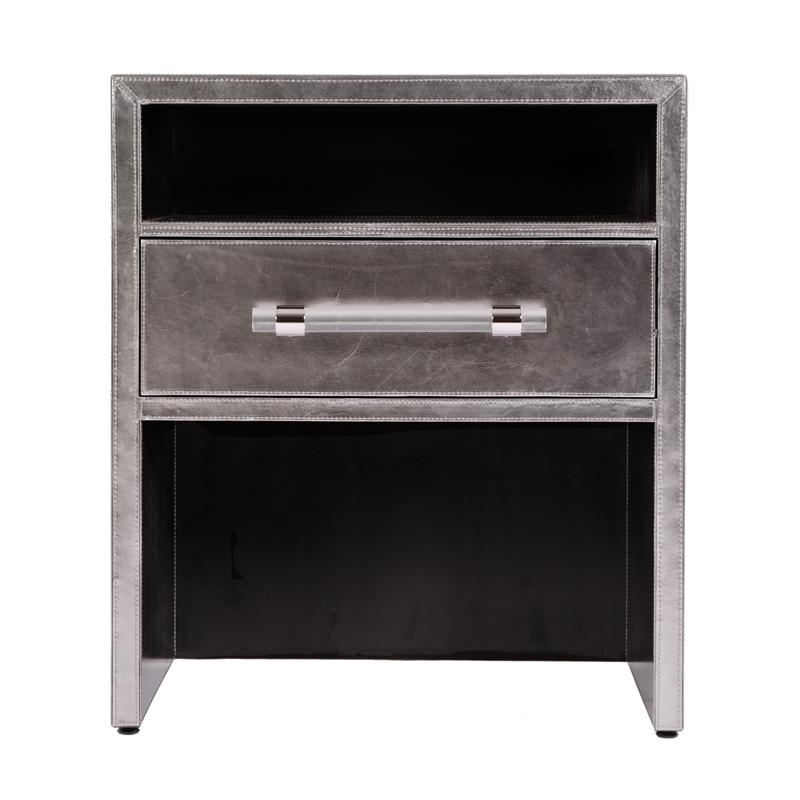 Butler Specialty Company Allman 24 in. W Leather 1 Drawer Nightstand - Silver