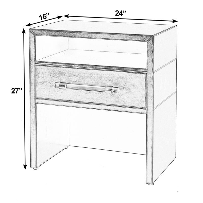 Butler Specialty Company Allman 24 in. W Leather 1 Drawer Nightstand - Silver