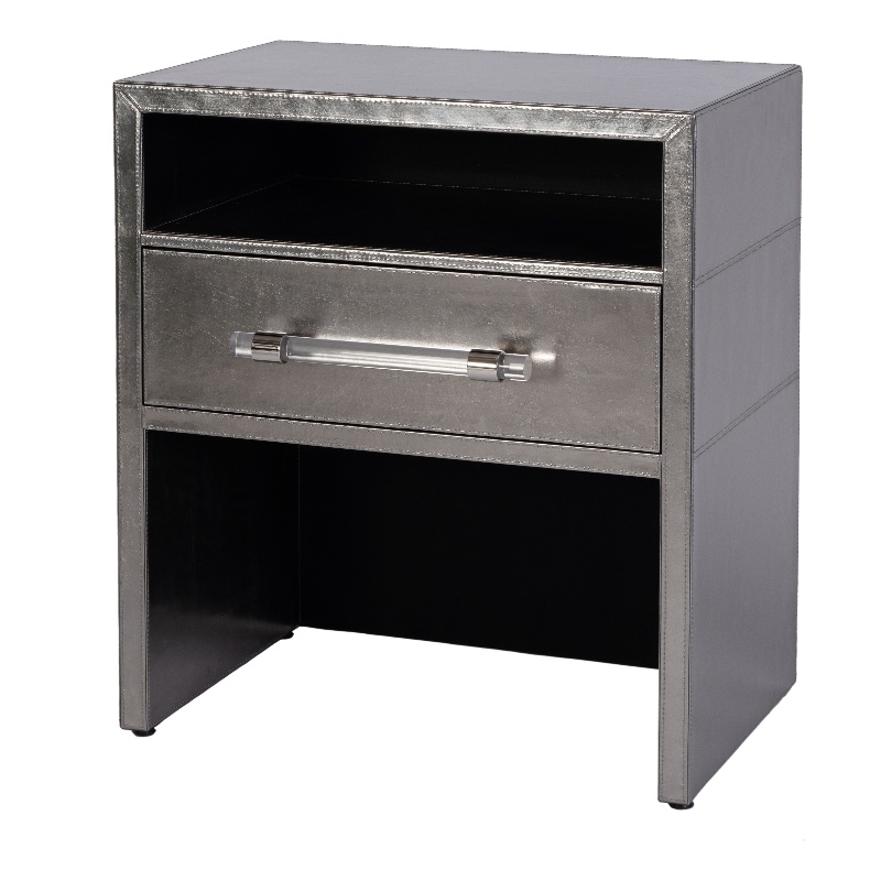 Butler Specialty Company Allman 24 in. W Leather 1 Drawer Nightstand - Silver