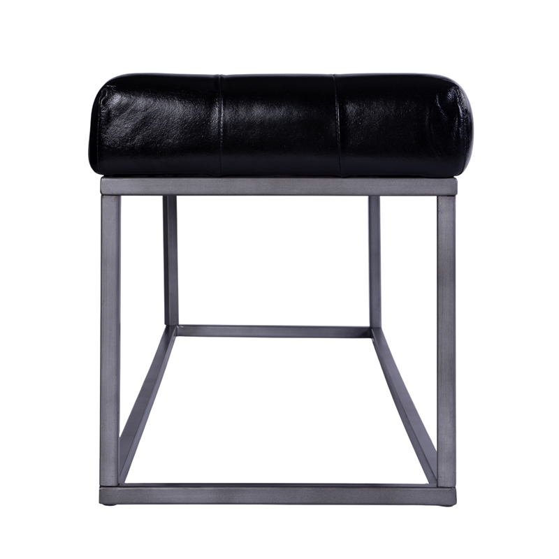 Butler Specialty Company Knox 54 in. W Leather and Iron Accent Bench - Black