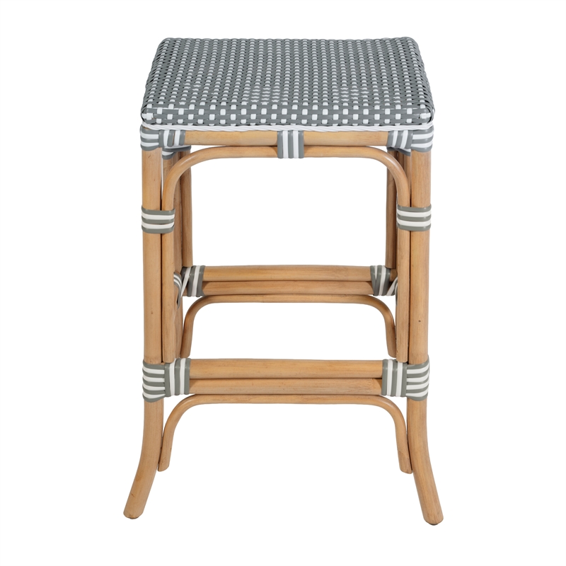 Butler Specialty Company Laguna 24.5 in. Seat Height Rattan Counter Stool - Gray and White