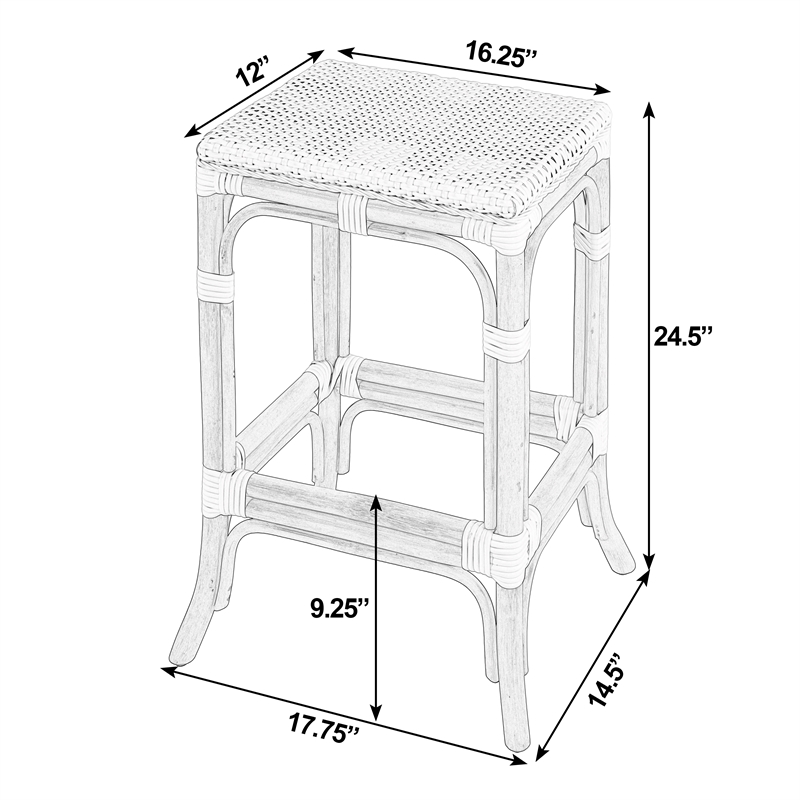 Butler Specialty Company Laguna 24.5 in. Seat Height Rattan Counter Stool - Smooth White