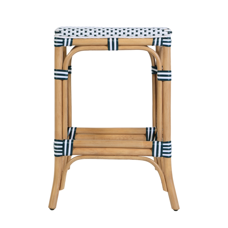 Butler Specialty Company Laguna 24.5 in. Seat Height Rattan Counter Stool - White and Navy